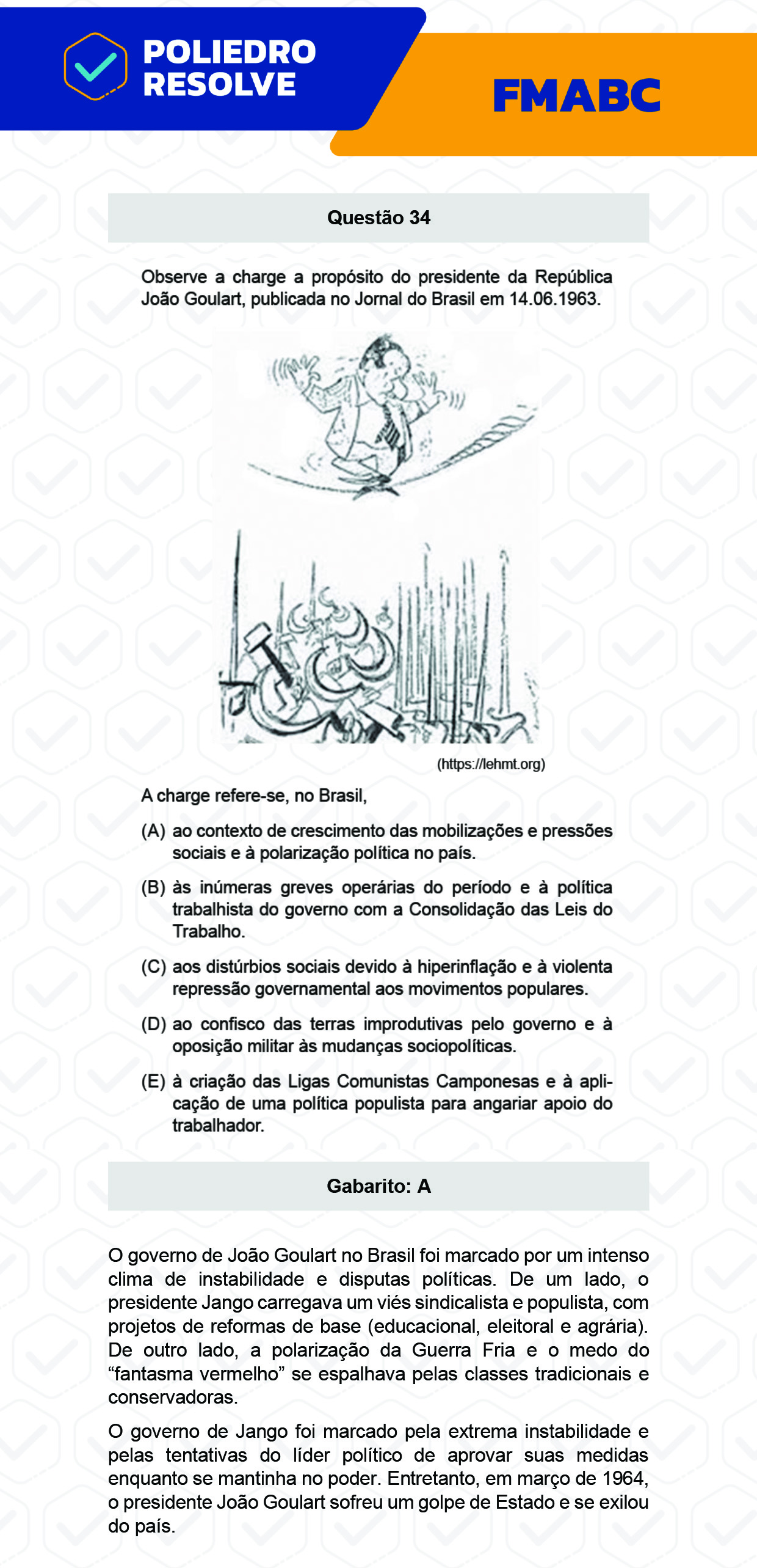 Questão 34 - Fase única - FMABC 2023