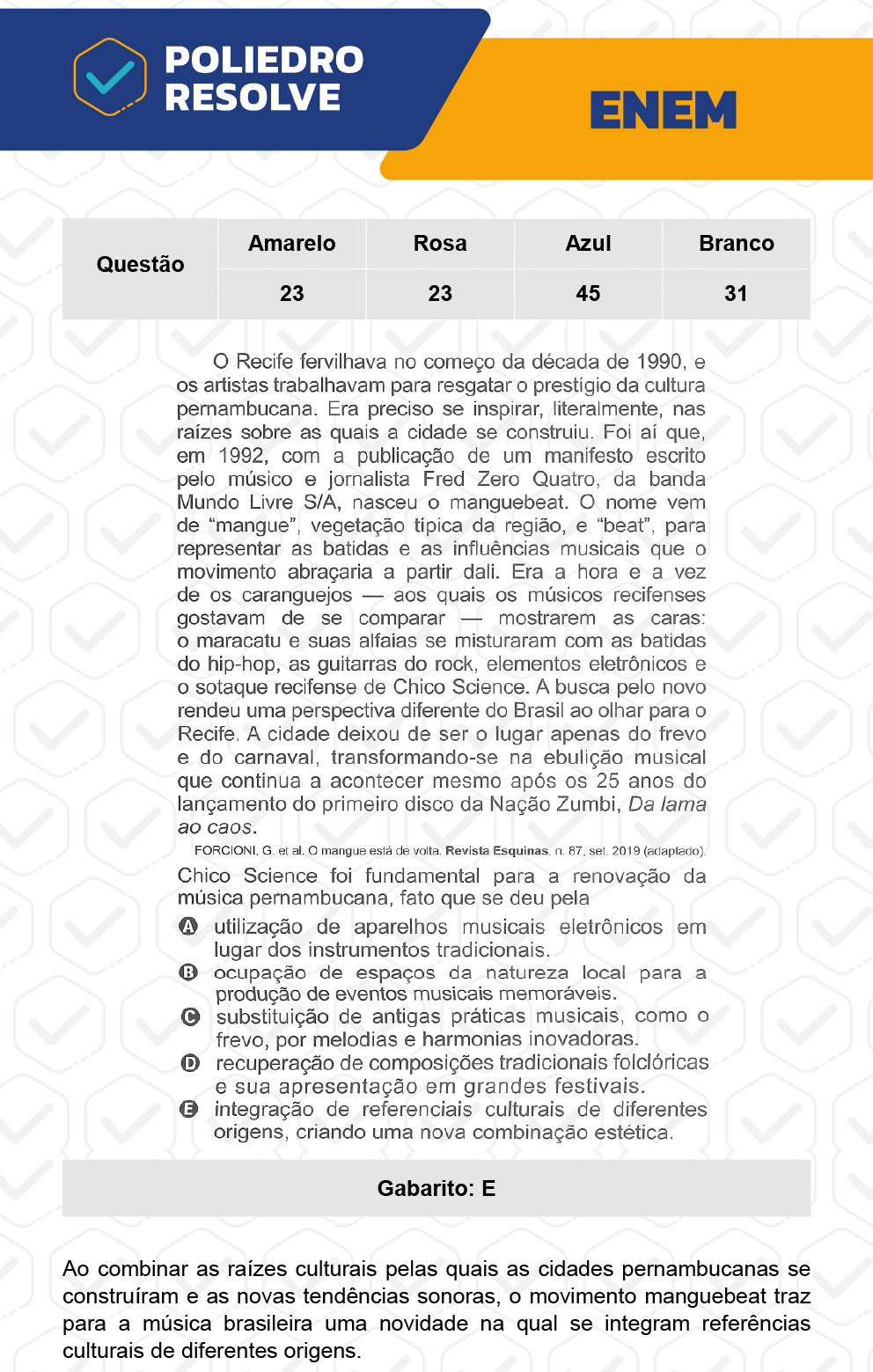 Questão 23 - 1º Dia - Prova Amarela - ENEM 2022