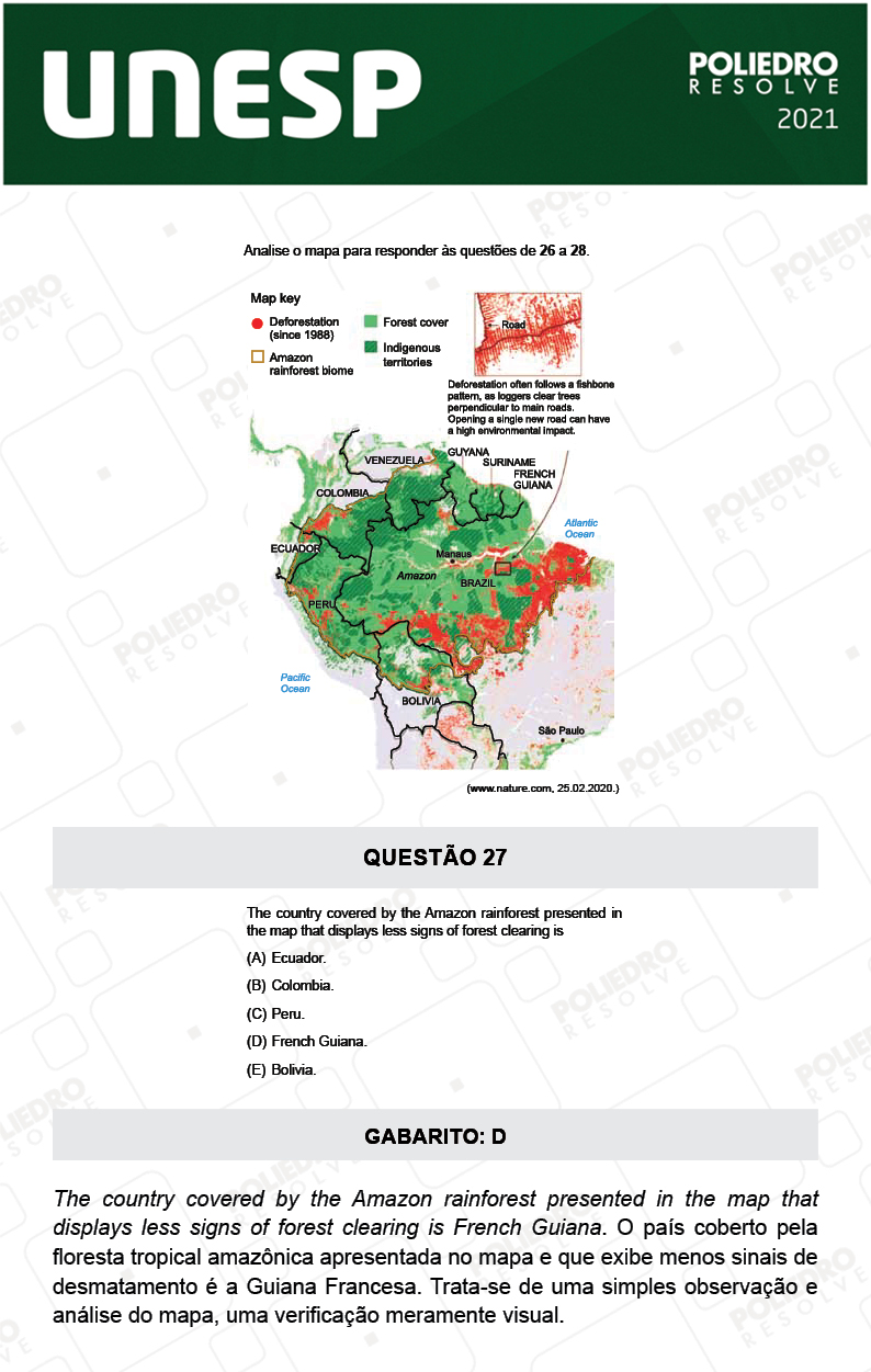 Questão 27 - 1ª Fase - 2º Dia - UNESP 2021