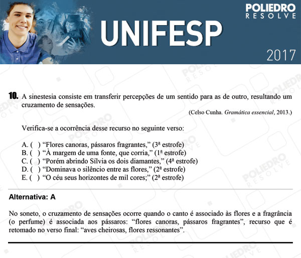 Questão 10 - 1º dia - UNIFESP 2017