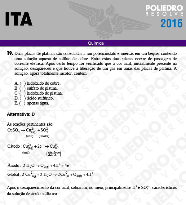 Questão 19 - Química - ITA 2016