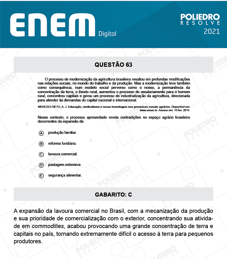 Questão 63 - 1º Dia - Prova Amarela - Espanhol - ENEM DIGITAL 2020