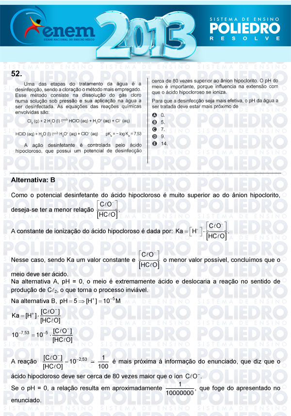 Questão 52 - Sábado (Prova Amarela) - ENEM 2013