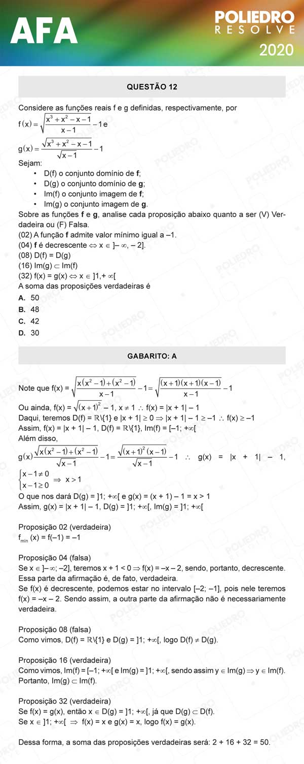 Questão 12 - Prova Modelo C - AFA 2020