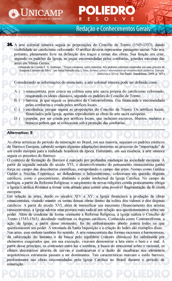 Questão 34 - 1ª Fase Versão Q-Z - UNICAMP 2011