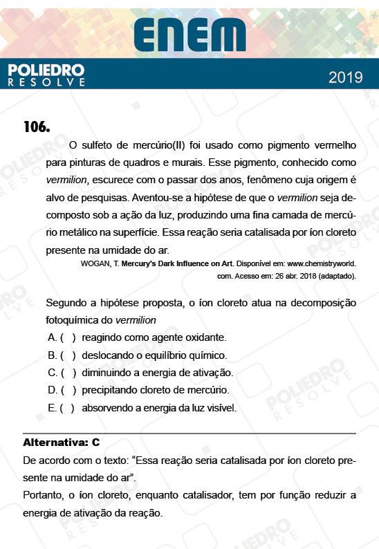 Questão 106 - 2º Dia - Prova CINZA - ENEM 2018