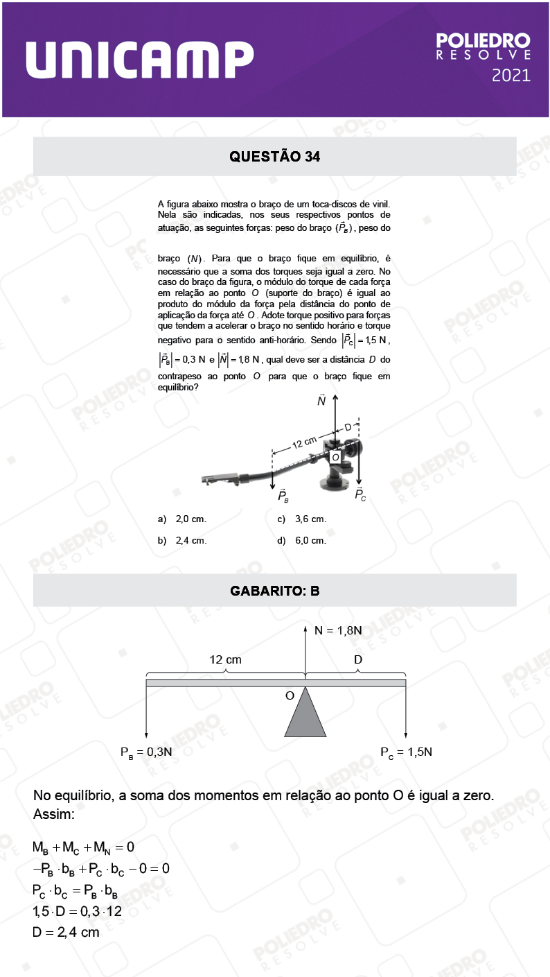 Questão 34 - 1ª Fase - 1º Dia - E e G - UNICAMP 2021