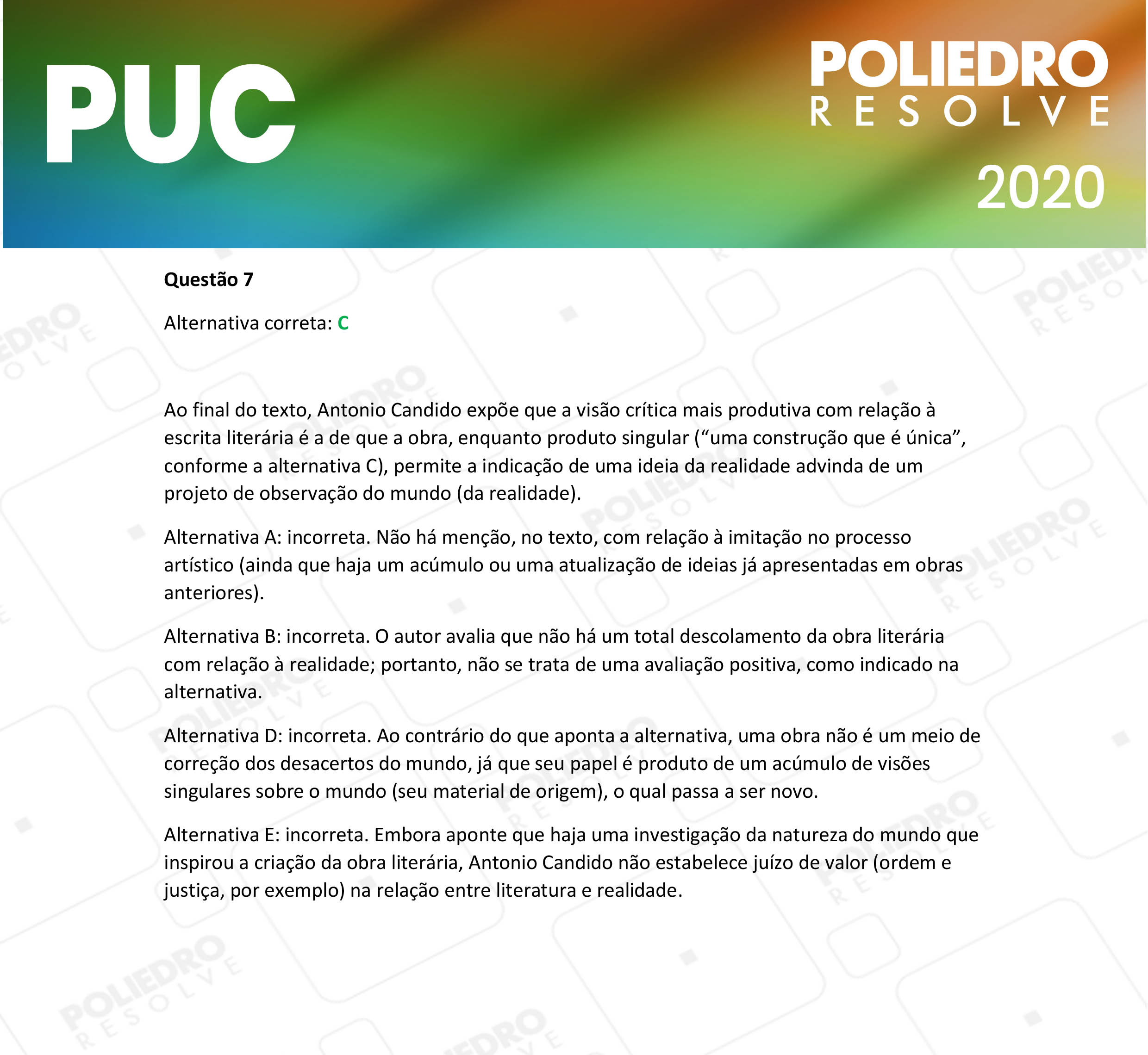 Questão 7 - 1ª Fase - PUC-Campinas 2020