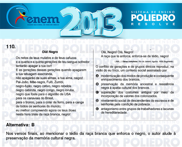 Questão 110 - Domingo (Prova Cinza) - ENEM 2013