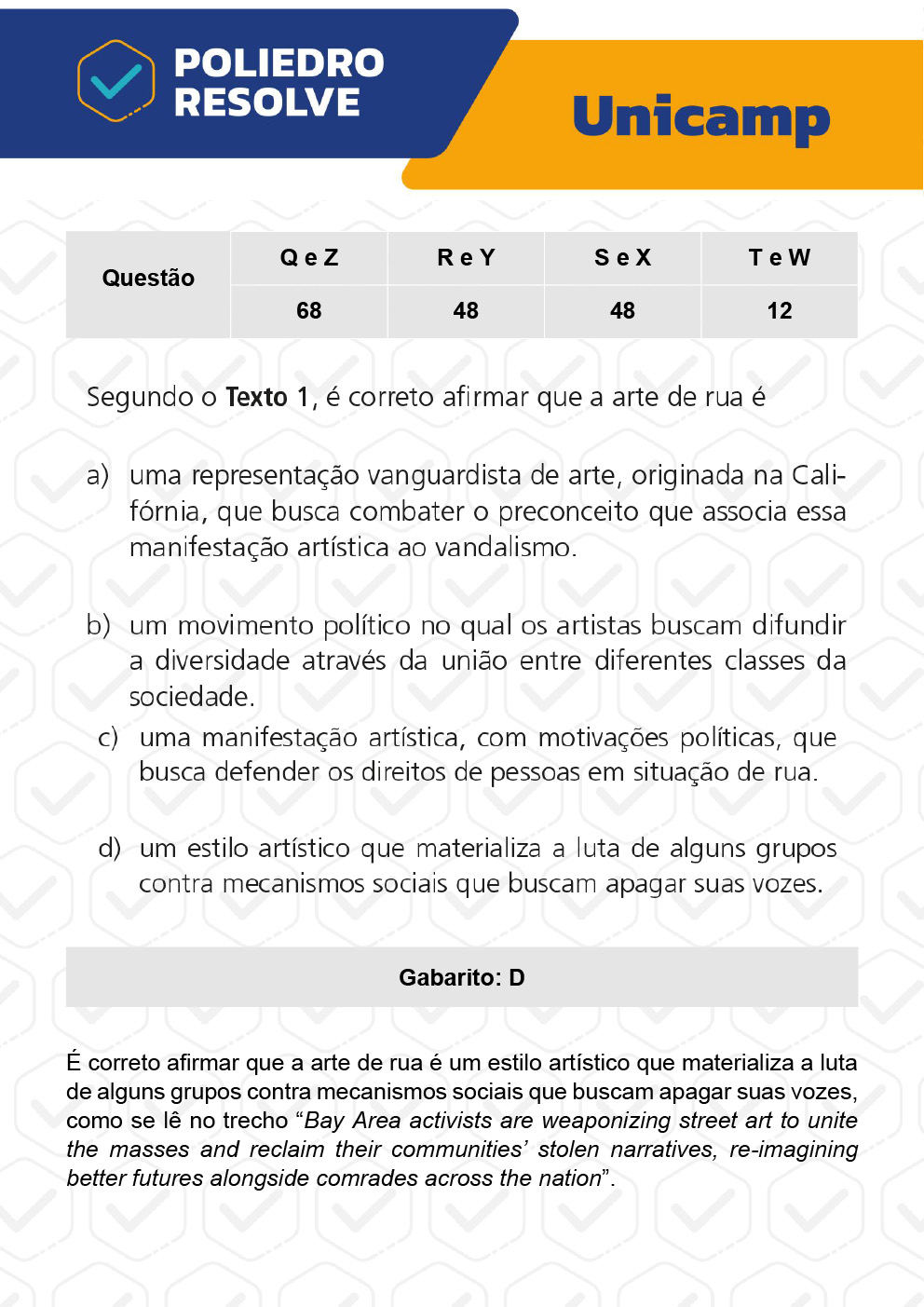 Questão 12 - 1ª Fase - 1º Dia - T e W - UNICAMP 2023