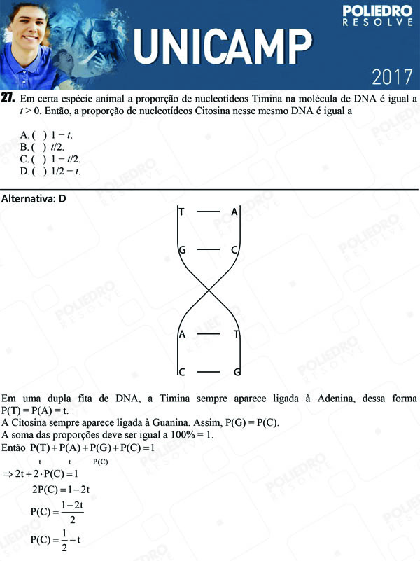 Questão 27 - 1ª Fase - UNICAMP 2017