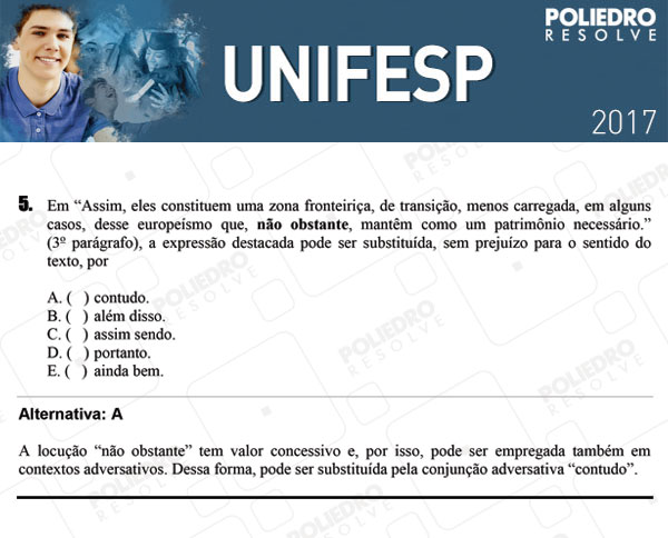 Questão 5 - 1º dia - UNIFESP 2017