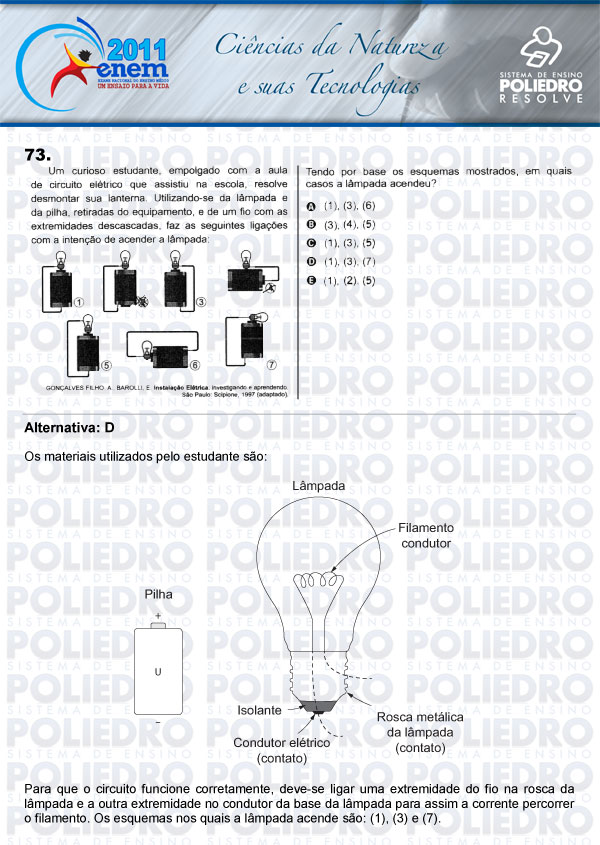 Questão 73 - Sábado (Prova rosa) - ENEM 2011