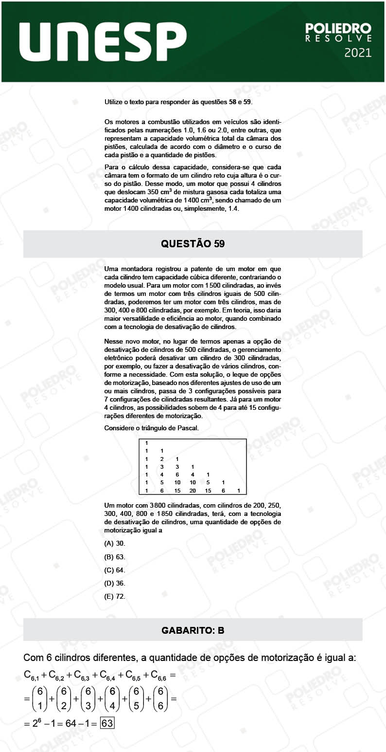 Questão 59 - 2ª Fase - UNESP 2021