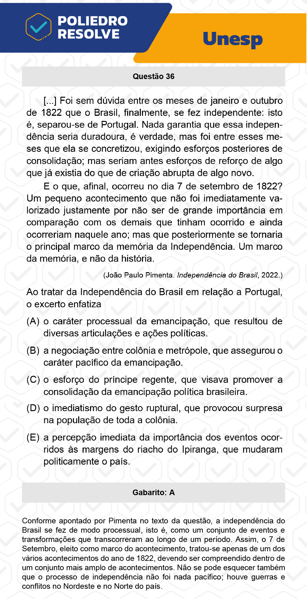 Questão 36 - 1ª Fase - UNESP 2023