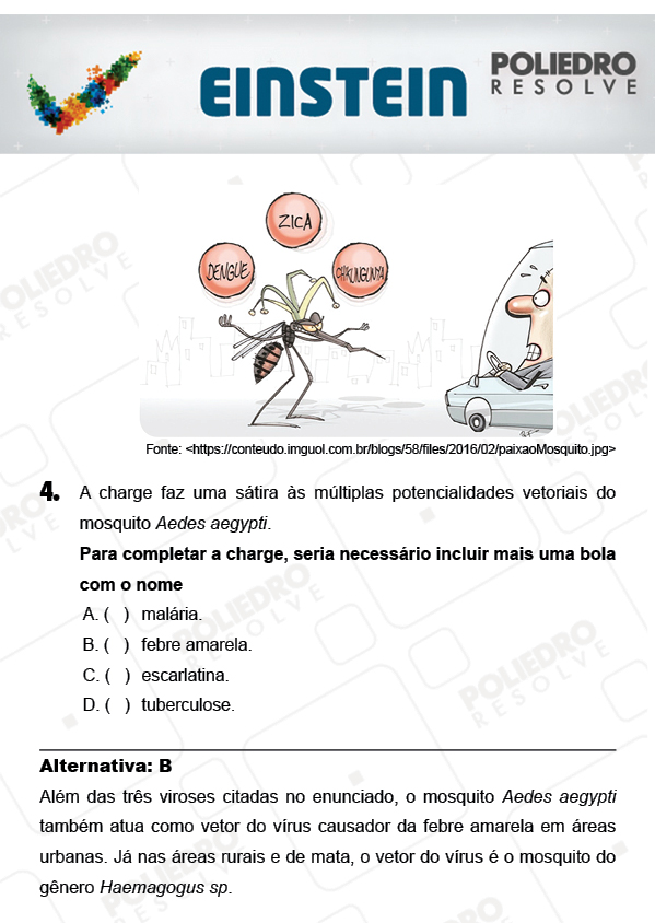 Questão 4 - 1ª FASE - EINSTEIN 2018