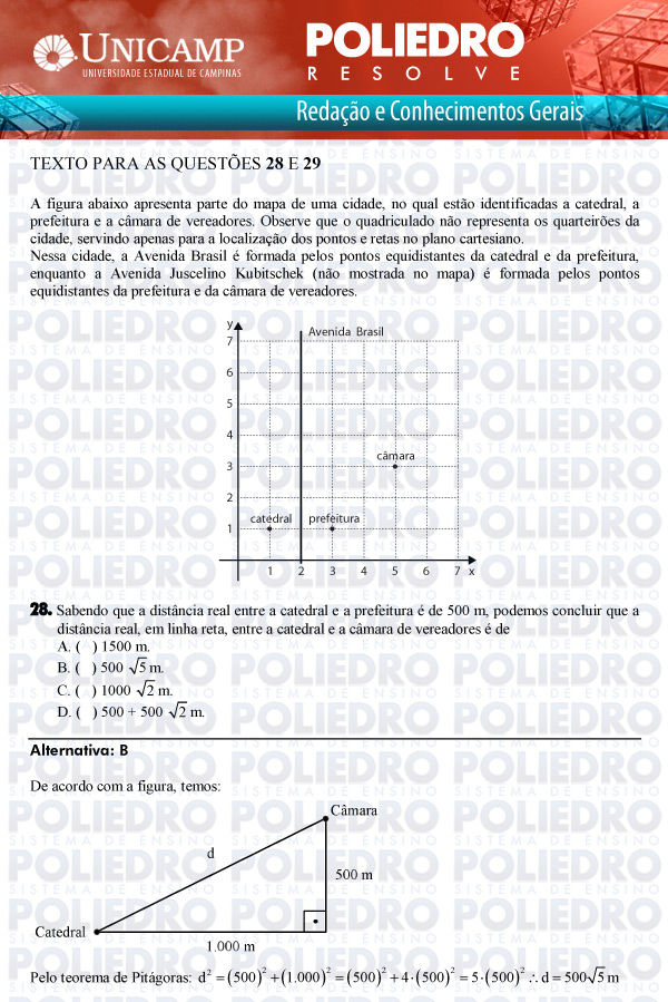 Questão 28 - 1ª Fase Versão Q-Z - UNICAMP 2011