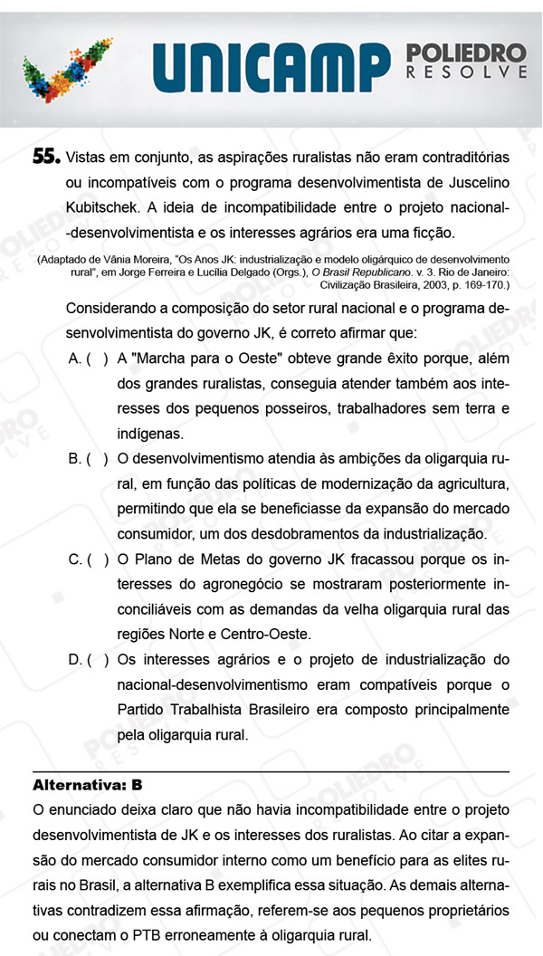 Questão 55 - 1ª Fase - PROVA Q - UNICAMP 2018