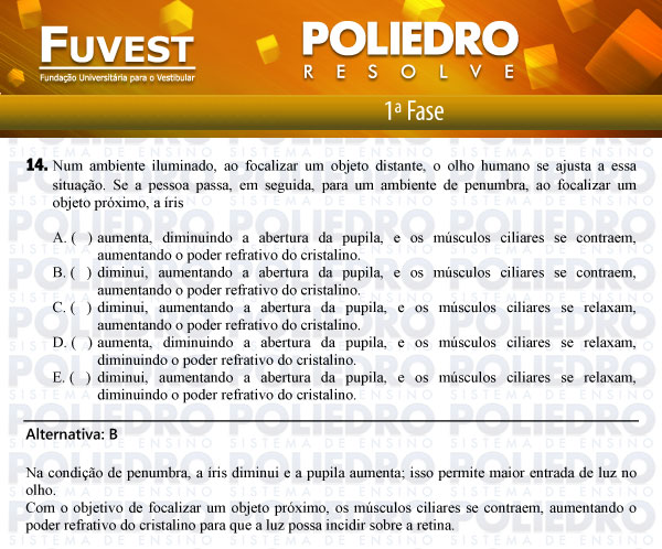 Questão 14 - 1ª Fase - FUVEST 2012