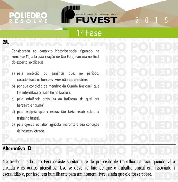 Questão 28 - 1ª Fase - FUVEST 2015