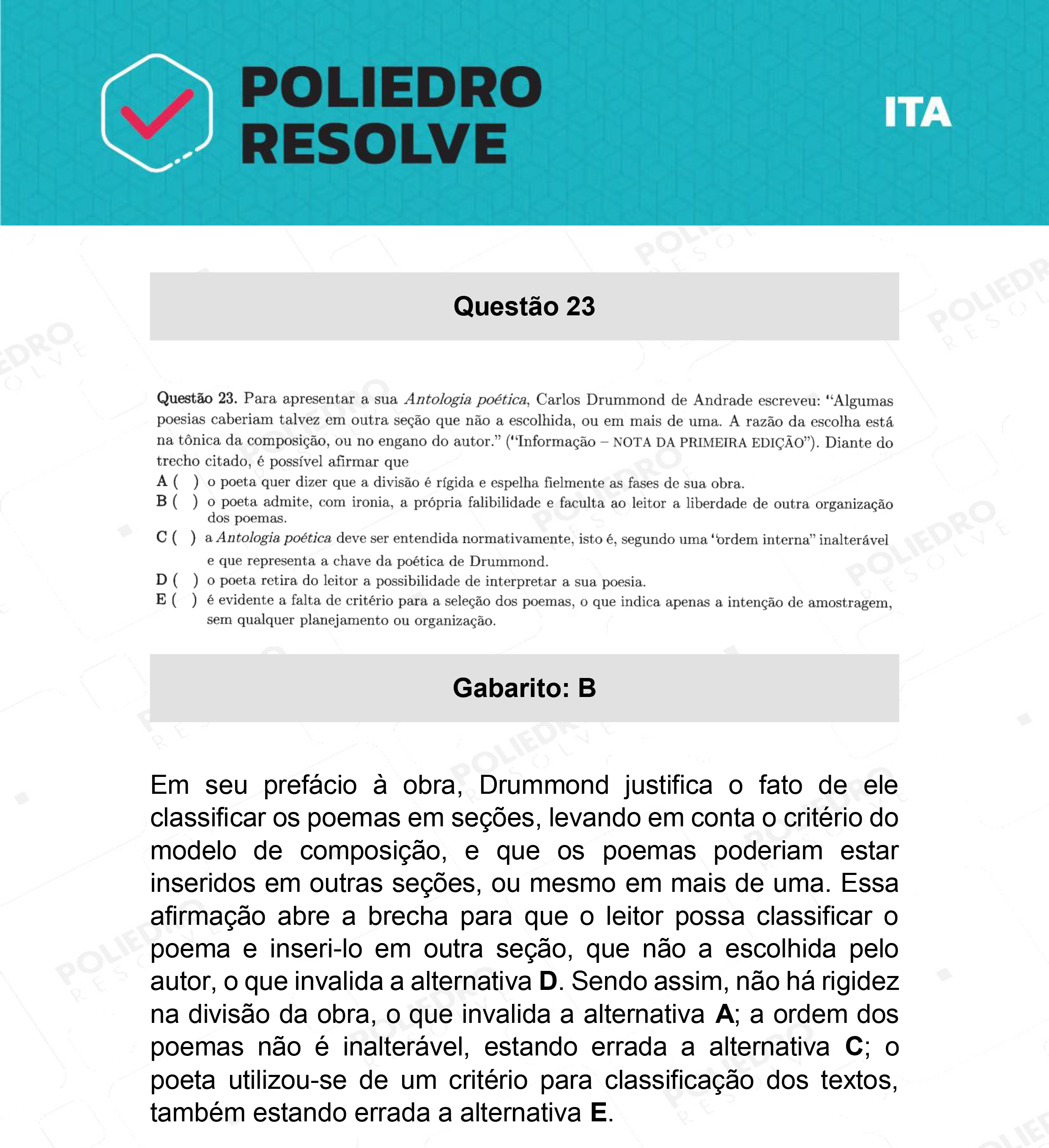 Questão 23 - 1ª Fase - ITA 2022