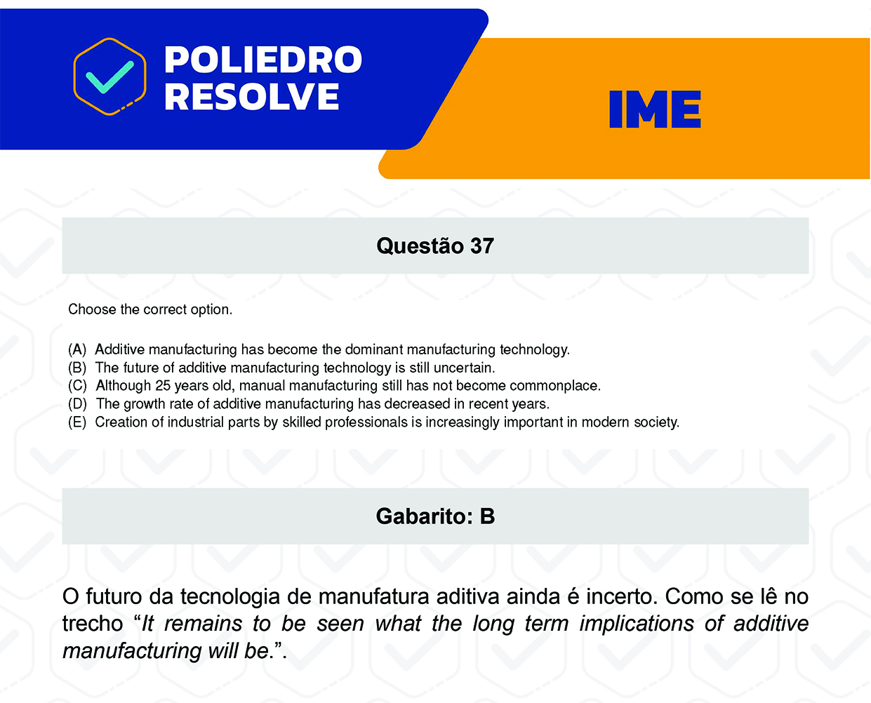 Questão 37 - 2ª Fase - Português/Inglês - IME 2023