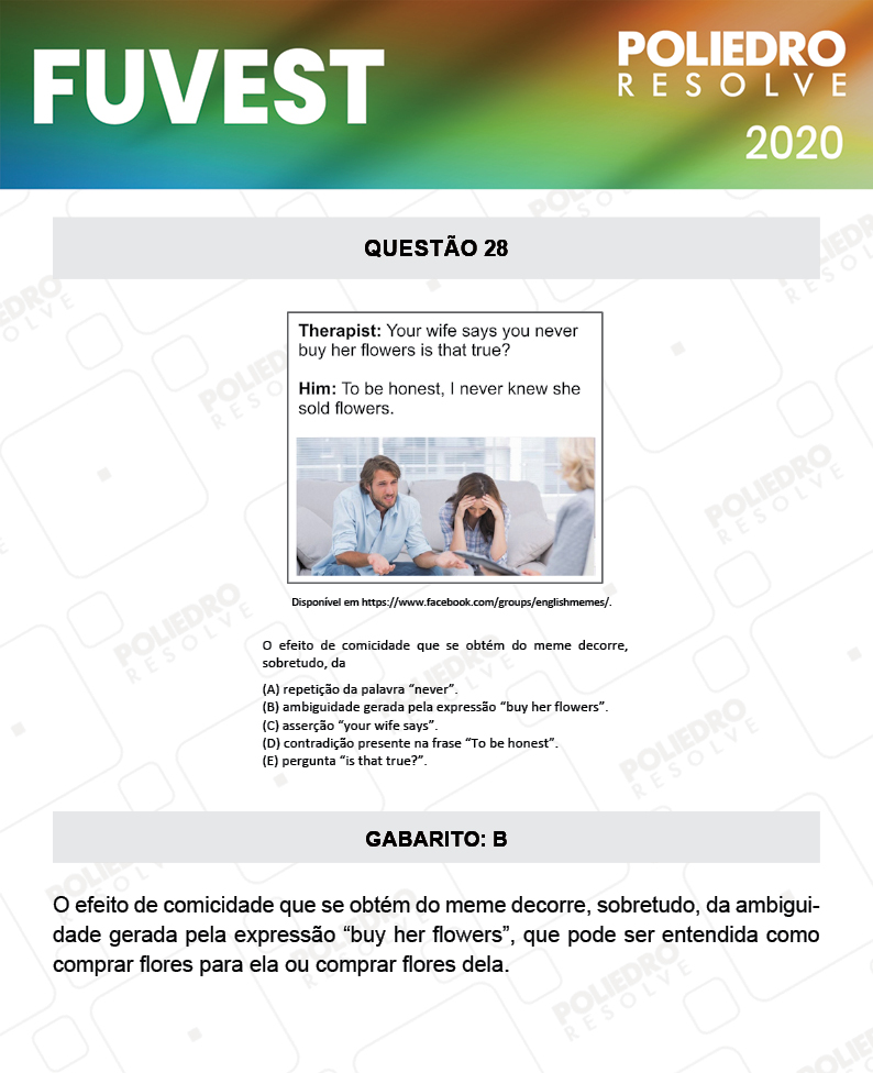 Questão 28 - 1ª Fase - Prova V - FUVEST 2020