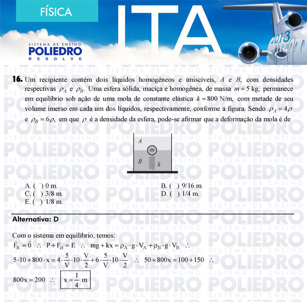 Questão 16 - Física - ITA 2013