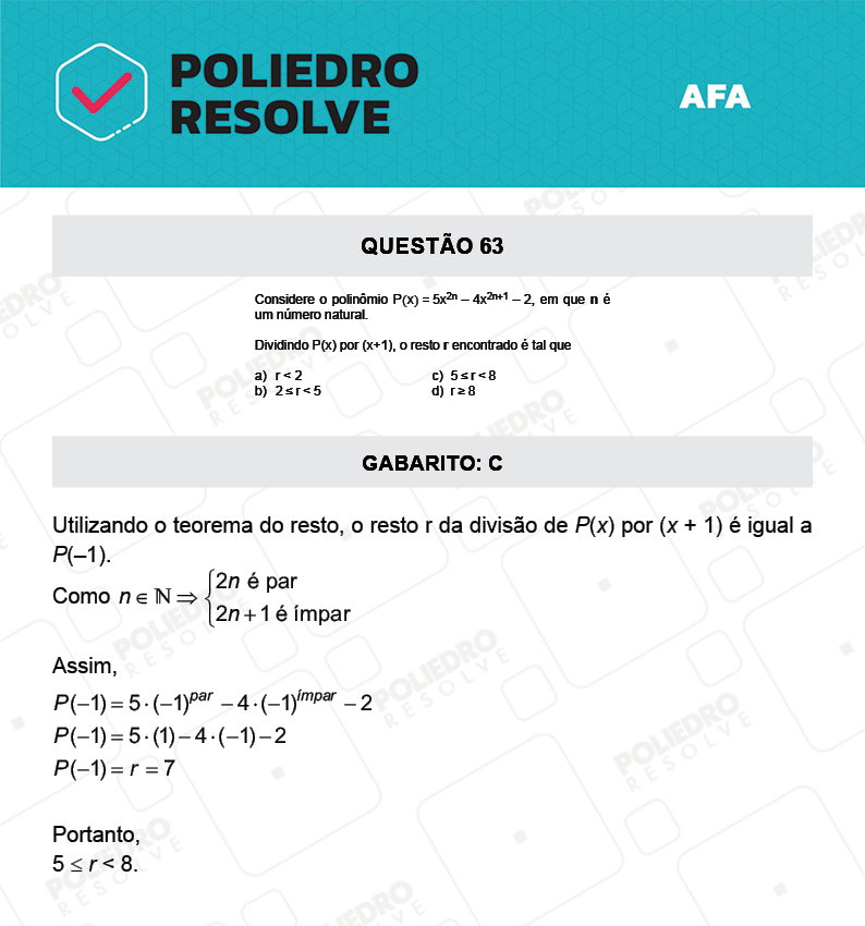 Questão 63 - Prova Modelo A - AFA 2022