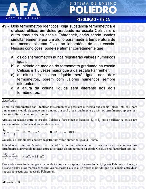 Questão 49 - Prova Modelo A - AFA 2013