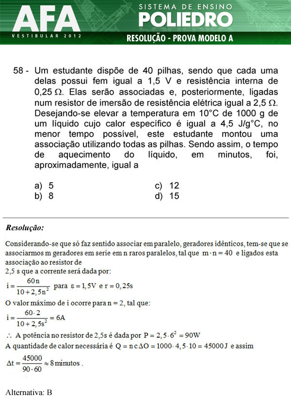 Questão 58 - Prova Modelo A - AFA 2012