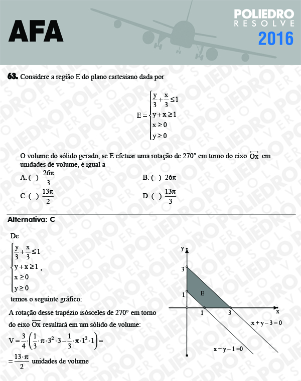 Questão 63 - Prova Modelo C - AFA 2016