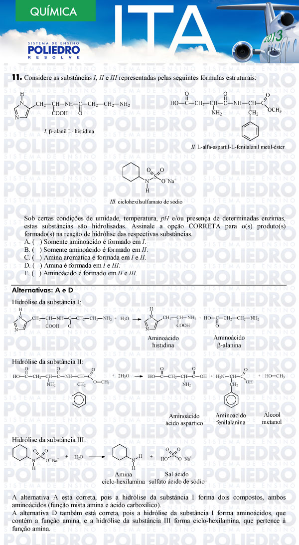 Questão 11 - Química - ITA 2013