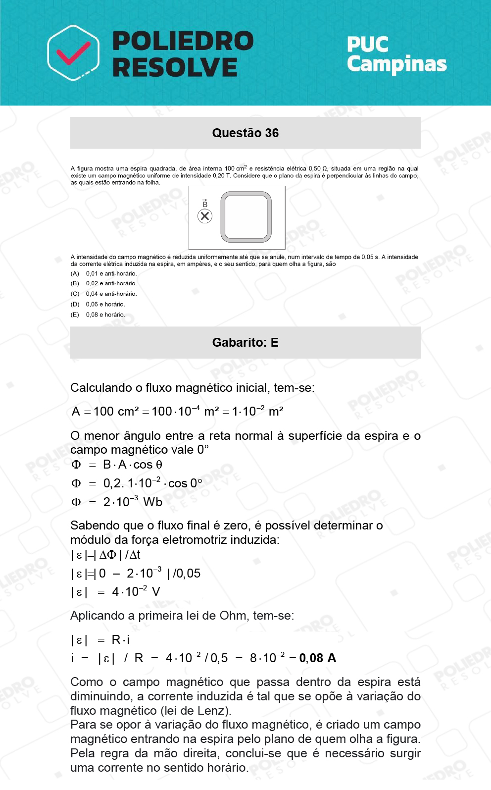 Questão 36 - Prova Geral e Medicina - PUC-Campinas 2022