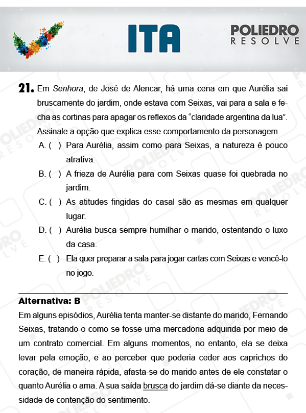 Questão 21 - Português / Inglês - ITA 2018