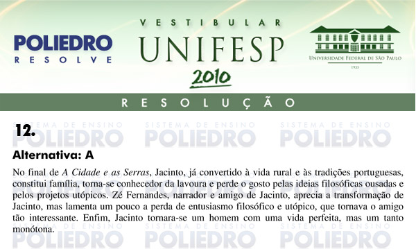 Questão 12 - Português e Inglês - UNIFESP 2010