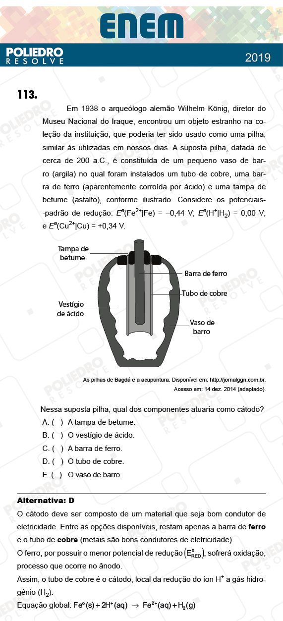 Questão 113 - 2º Dia - Prova ROSA - ENEM 2018