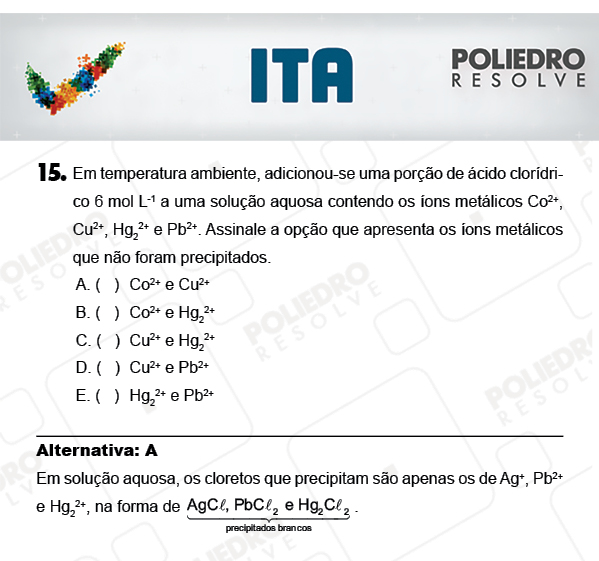 Questão 15 - Química - ITA 2018