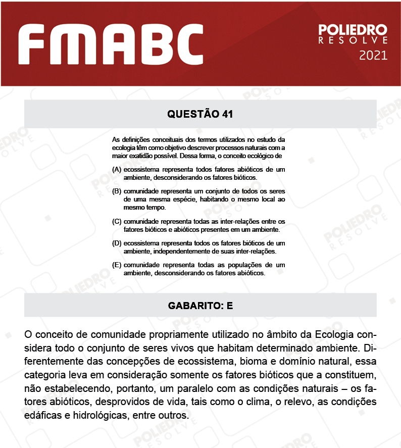 Questão 41 - Fase única - FMABC 2021