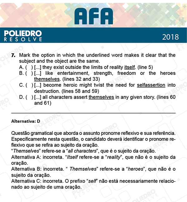 Questão 7 - Prova Modelo B - AFA 2019