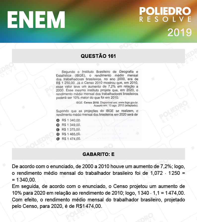 Questão 161 - 2º DIA - PROVA ROSA - ENEM 2019