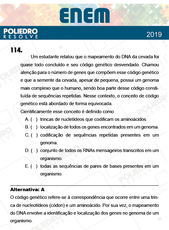 Questão 114 - 2º Dia - Prova CINZA - ENEM 2018