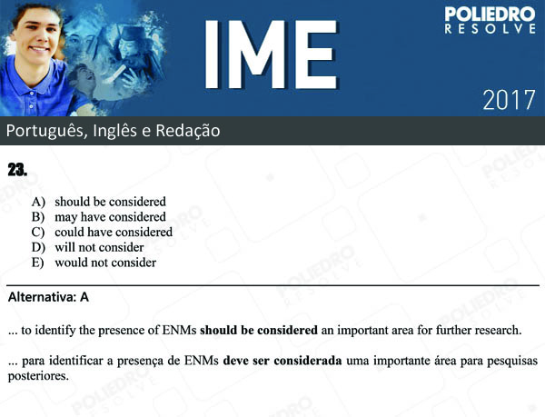 Questão 23 - Português e Inglês - IME 2017