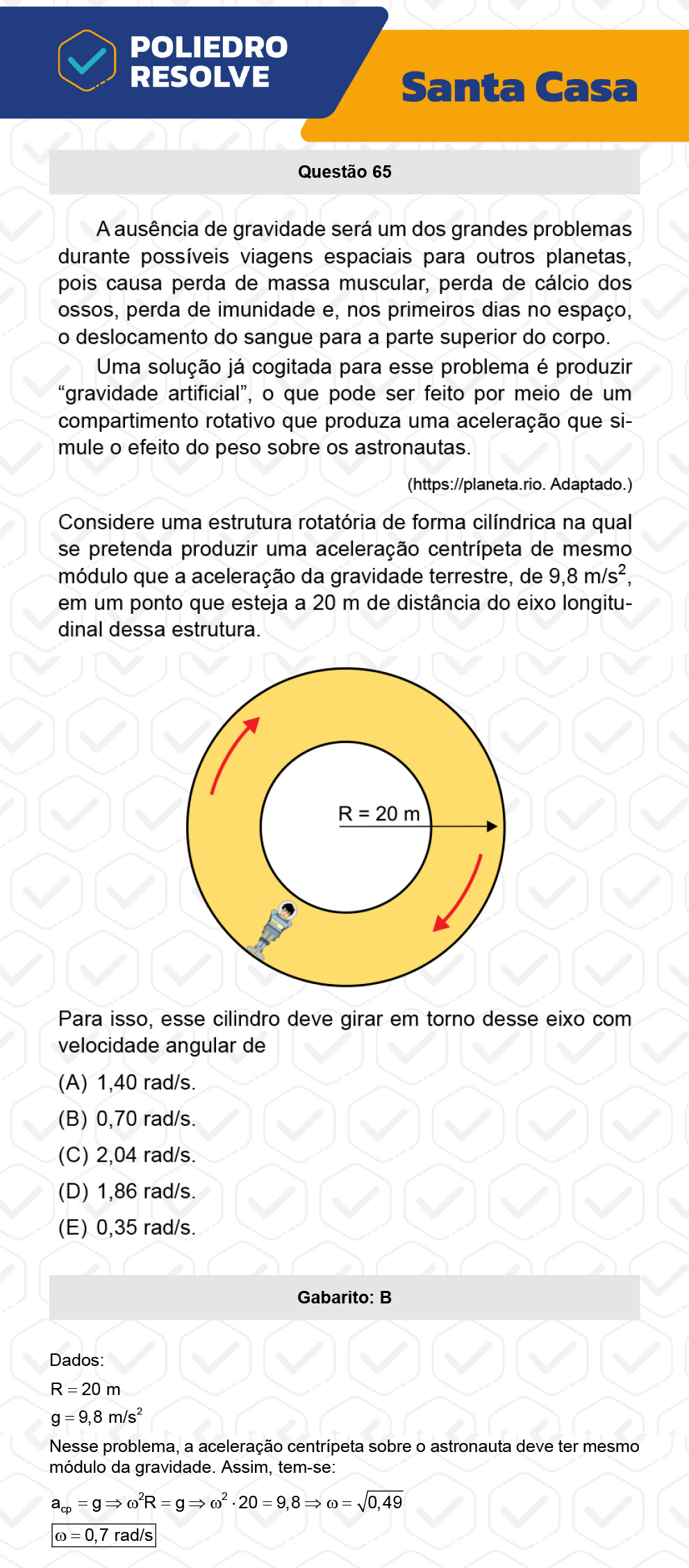 Questão 65 - 1º Dia - SANTA CASA 2023