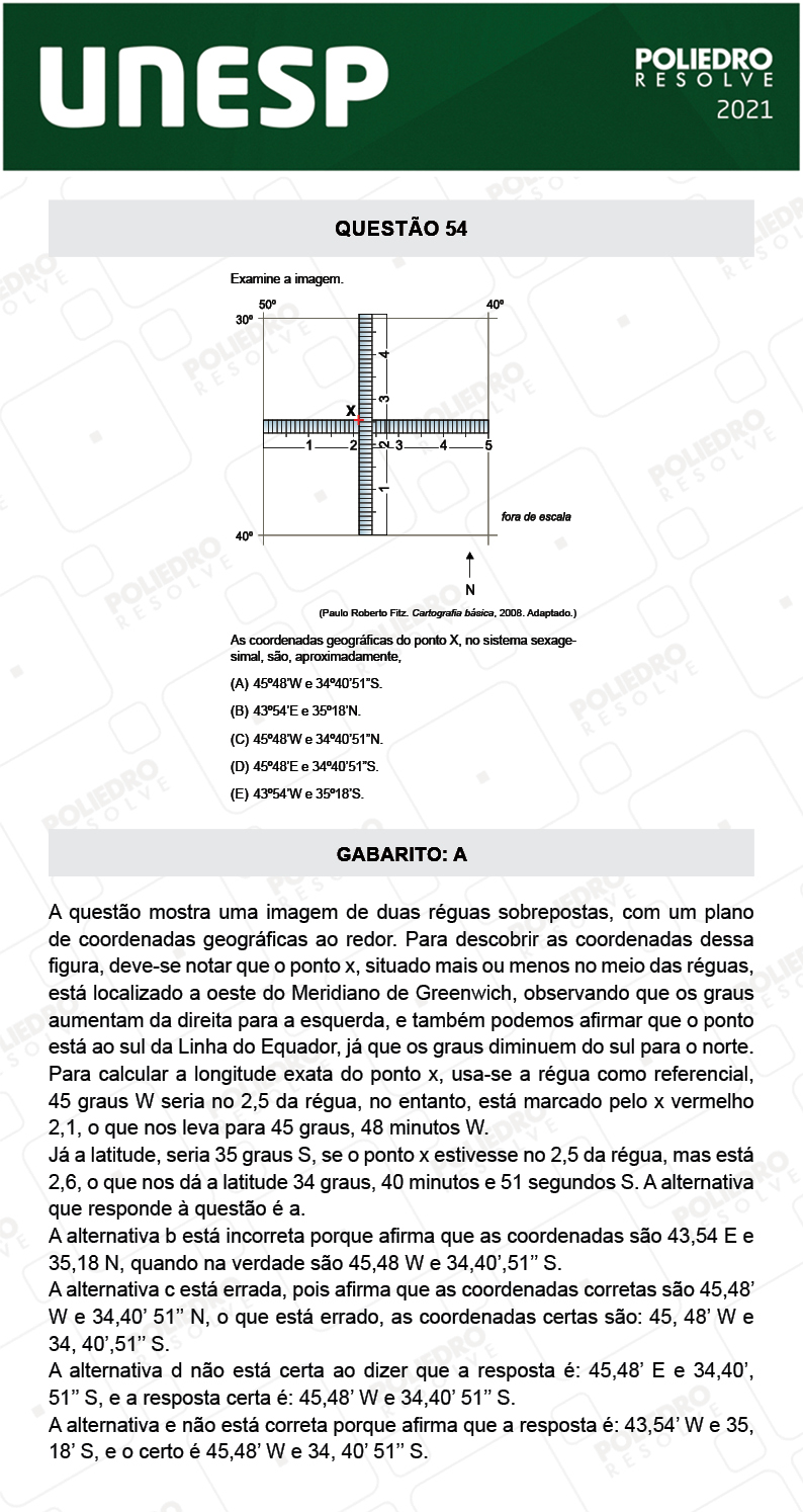 Questão 54 - 1ª Fase - 2º Dia - UNESP 2021