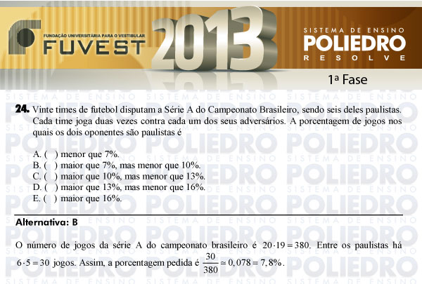 Questão 24 - 1ª Fase - FUVEST 2013