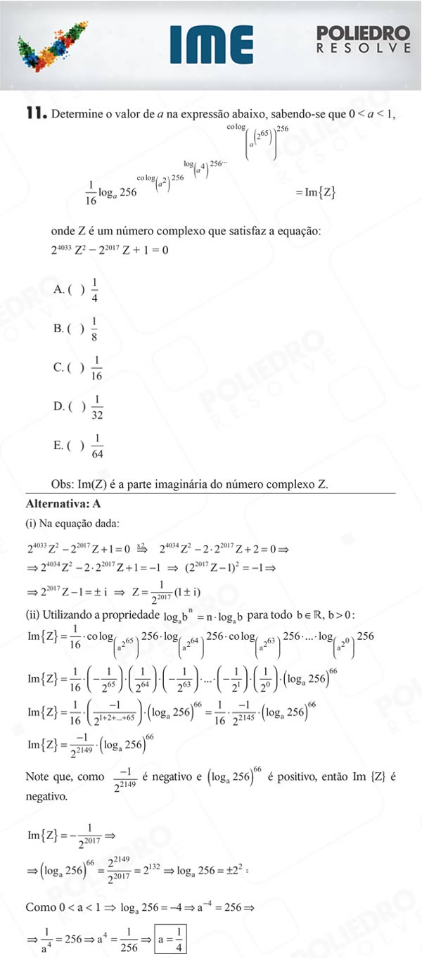 Questão 11 - 1ª Fase - IME 2018