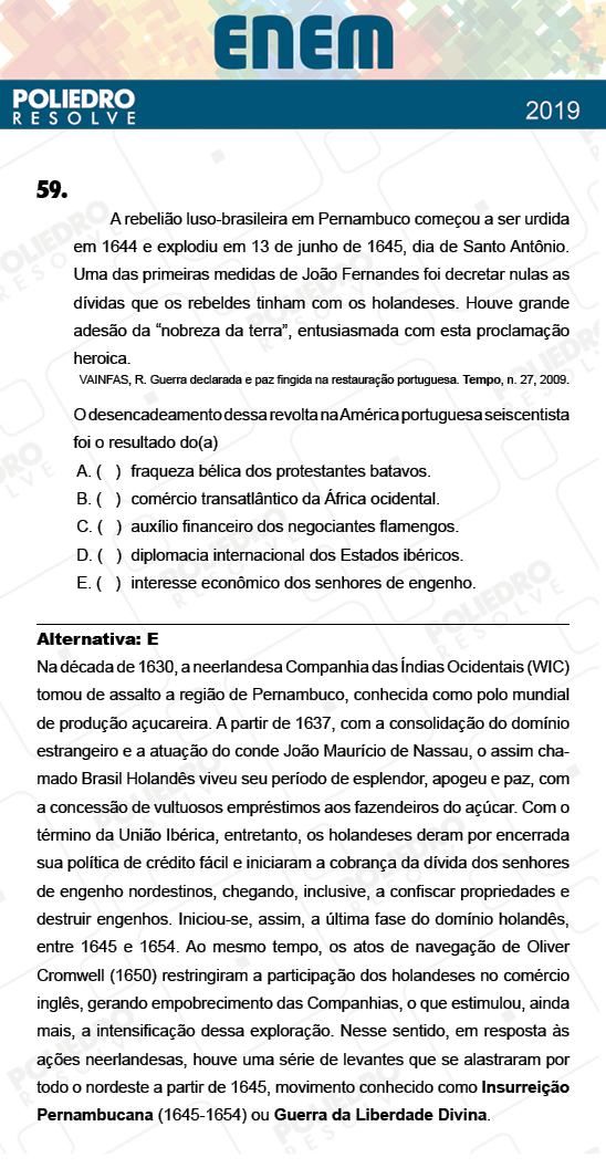 Questão 59 - 1º Dia - Prova AZUL - ENEM 2018