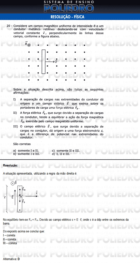 Questão 20 - Física e Português - AFA 2010