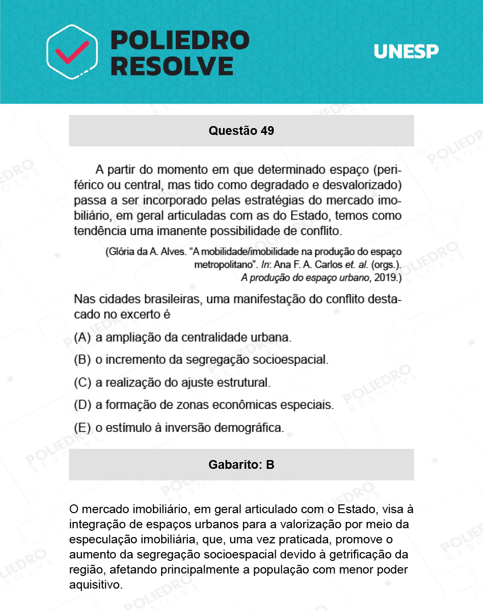 Questão 49 - 1ª Fase - Ext / Hum - UNESP 2022